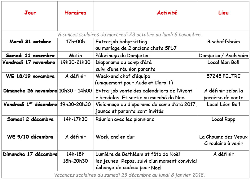 planning caravelles