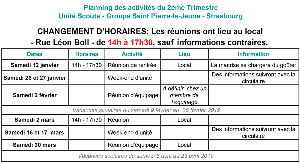 planning scouts 1er trimestre